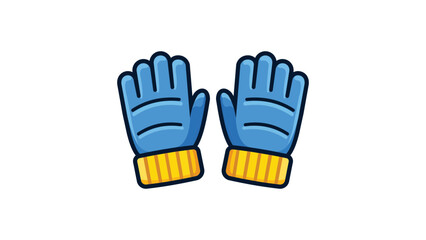 Blue winter gloves with yellow ribbed cuffs, modern flat vector icon illustration isolated on white. Scalable graphic for cold weather apparel, seasonal clothing, and outdoor gear designs. © Zoya