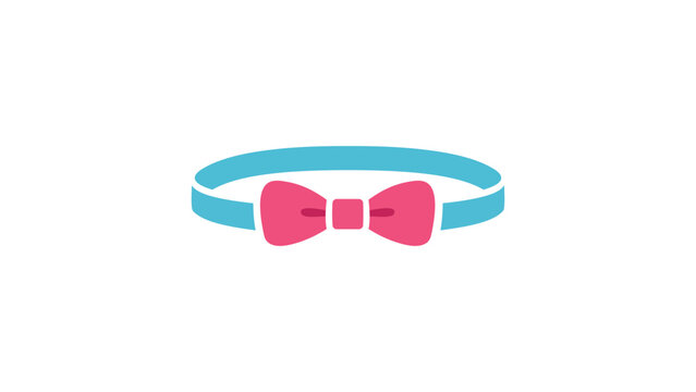 Hair Band Vector Icon Illustration: A modern flat design of a simple stretchy headband with a pink bow, perfect for fashion, beauty, and accessory-themed graphic design projects on white.