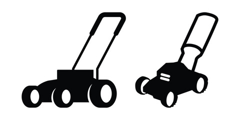 Naklejka premium Robotic Lawn Mower Icon Set – Smart Garden, Automatic Grass Cutting Vector Collection
