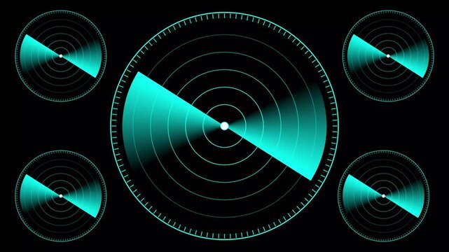 Radar screen animation, blue color moving radar HUD.4k video