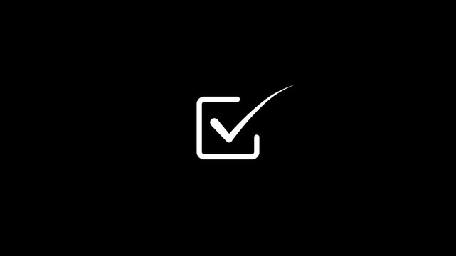 Check mark animation. check mark animation motion. Animated tick mark icon with circle loading animated on a black background animation.