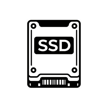 Solid-State Drive SSD Storage Device Icon Black and White Illustration