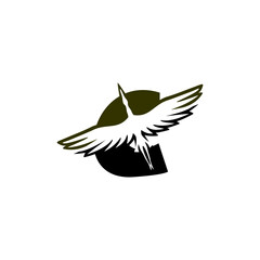 Obraz premium Elegant flying crane forming an alphabet letter C. Minimalist bird logo for travel, logistics, or premium corporate branding identity.