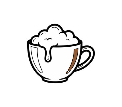 Coffee cup with foam overfill vector illustration