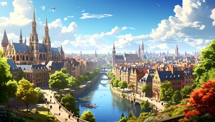 Fototapeta premium Picturesque canal cityscape