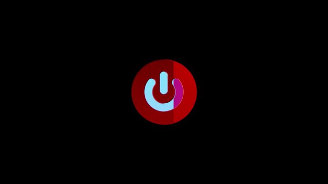 3D power button icon video animation. Lighting 3D power button turning on and off video animation. 3D Power Switch symbol animation. Power switch and button icon motion on black background