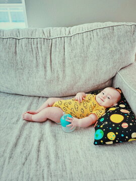 silly baby with bottle