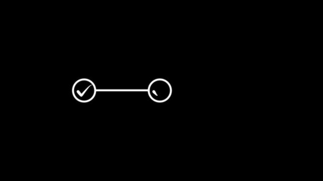 Check mark symbol arrow icon animation isolated background .animated 3 step info motion graphics. process with white check mark. animation video on alpha channel transparent background.