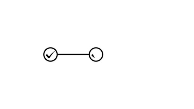 Check mark symbol arrow icon animation isolated background .animated 3 step info motion graphics. process with black check mark. animation video on alpha channel transparent background.