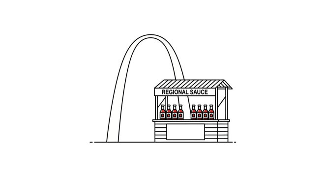 Regional Sauce Stand with Gateway Arch in Black and White.