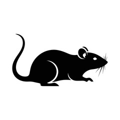 Obraz premium Silhouette of a black rat with a long tail and whiskers, side view.