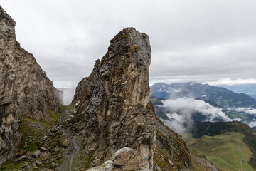 Obraz premium Alpine scenery from the Rocher du Vent in the Beaufortain massif , Savoie