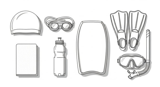 Swimming equipment collection for training and recreation.