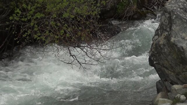 Caucasus, North Ossetia. Adaykom Gorge. Mountain river.