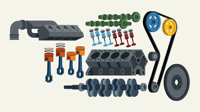 Car engine parts and tools.