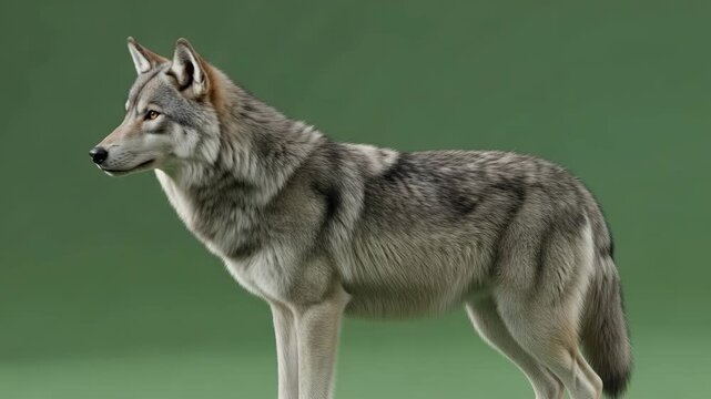 Beautiful Grey Wolf Walking on Simple Studio Background