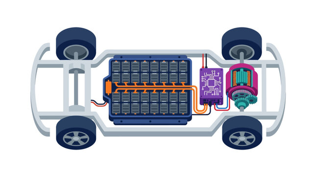 Electric car battery pack components.