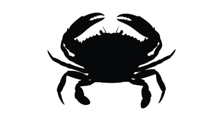 A striking black silhouette of a crab with detailed claws and legs silhouette © nhpvect02