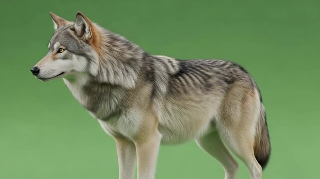 Profile View of a Grey Wolf Standing Alert