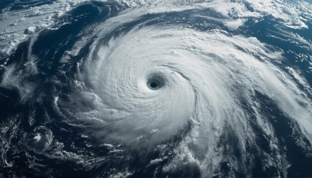 This is an image of a view of a hurricane from the international space station