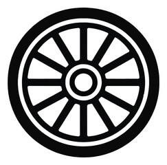 Fototapeta premium Simple Wheel Icon Outline for Transport or Motion Concept