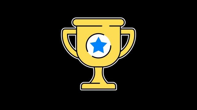 Seamless looping trophy animation moving up and down on a transparent alpha channel. Winner award and competition victory motion graphic for achievement and sports related visual themes