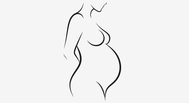 Simple line drawing of a pregnant woman.