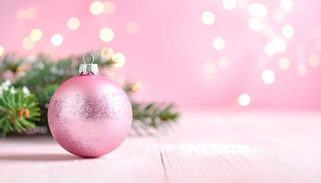 Pink bauble, pine sprigs
