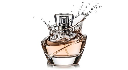 Obraz premium Perfume bottle with splashing liquid