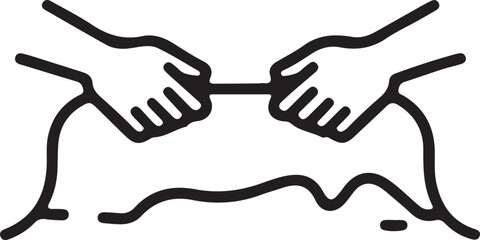 Obraz premium Rope pulling thin black line icon. Flat vector illustration