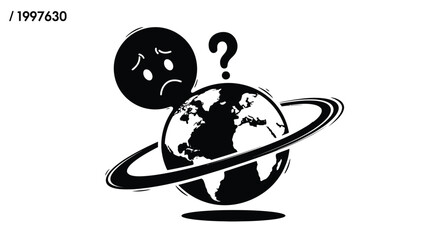 Earth planet with worried face question. © Suryaaji