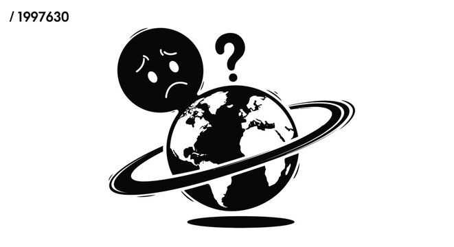 Earth planet with worried face question.