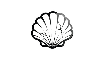 Scallop Shell Icon Black and White. © Suryaaji