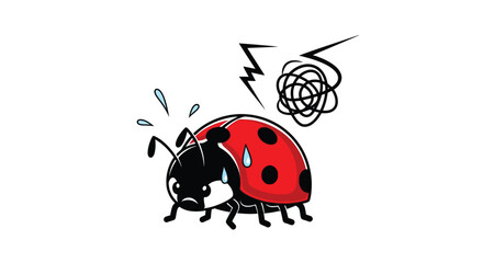 Stressed ladybug with headache illustration. © Suryaaji