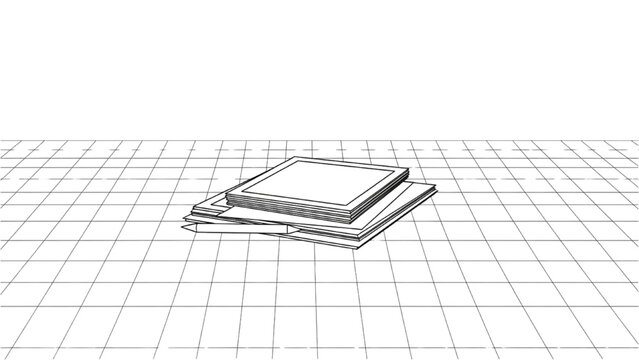 Engineering design 2D AutoCAD drafting squares on graph paper workspace