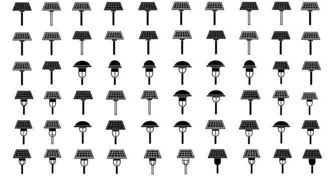 Collection of various outdoor light fixtures silhouettes.