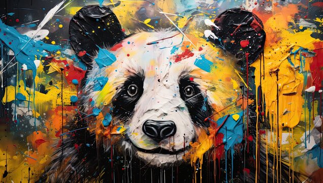 Colorful panda painting