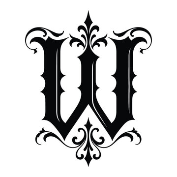 Ornate black gothic W monogram