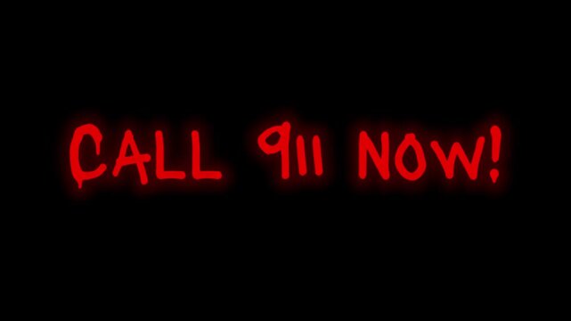 Call 911 now text thriller horror terror theme effect animated motion graphics