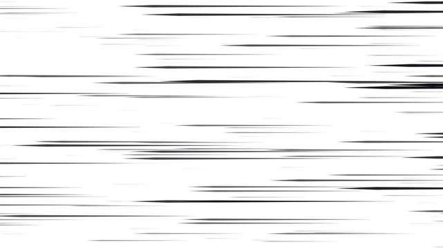 Abstract speed lines background, motion effect, horizontal black strokes isolated on white background