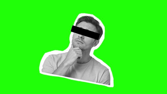 Collage man sticker green screen modern