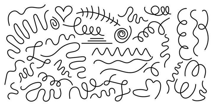 Big collection of abstract scribbles and hand drawn doodle line elements.