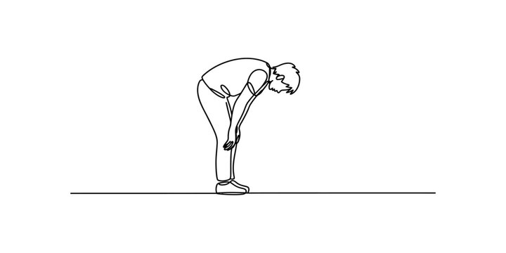 Person bending over in continuous line drawing style Vector, illustration