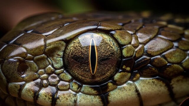 Close-up of a reptile eye with slit pupil.