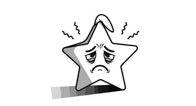 Angry star cartoon with frown face.