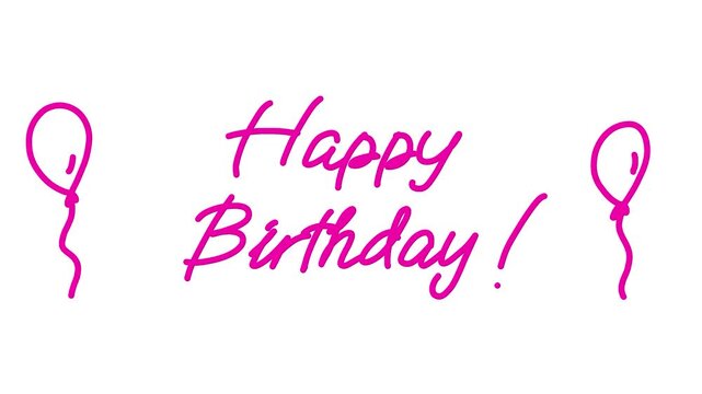 Happy birthday text Hand drawn doodle animation animated motion graphics background