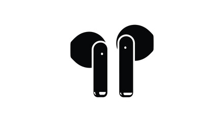 Black wireless earbuds design isolated on white background a striking silhouette © nhpvect02