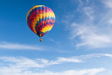 Fototapeta premium Hot Air Balloon Floats in the Sky During Daytime With Clouds in the Background
