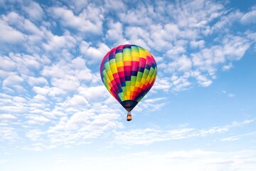 Fototapeta premium Hot Air Balloon Floats in the Sky During Daytime With Clouds in the Background