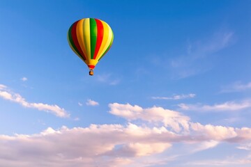 Obraz premium Colorful Hot Air Balloon Floats High in the Sky on a Sunny Day